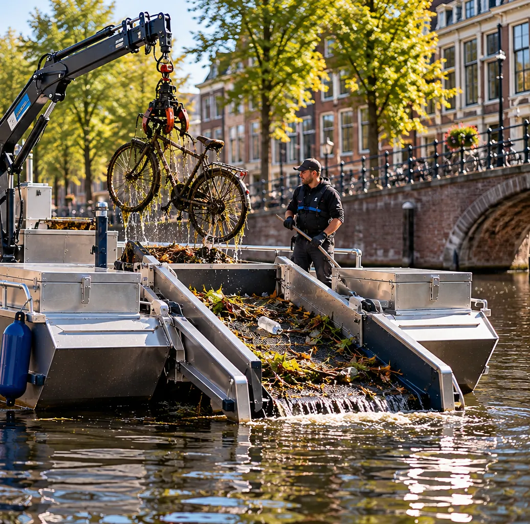 XL-veegboot met hydraulische kraan en grijper (impressie)
